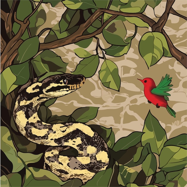 Camouflaged Python in Nature vector illustration | Premium AI-generated ...