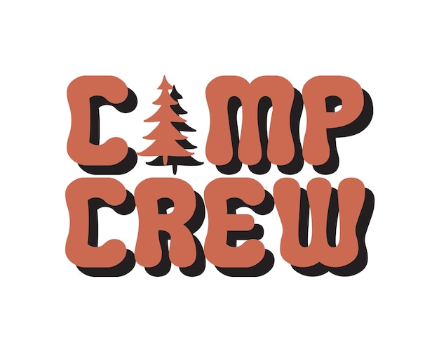 흰색 배경에 캠프 대원 캠핑 인용문 복고풍의 로고 타입 인쇄술 승화 SVG