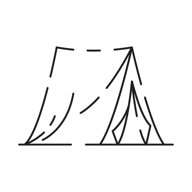 Vector camp icon on white background camping tent line icon vector