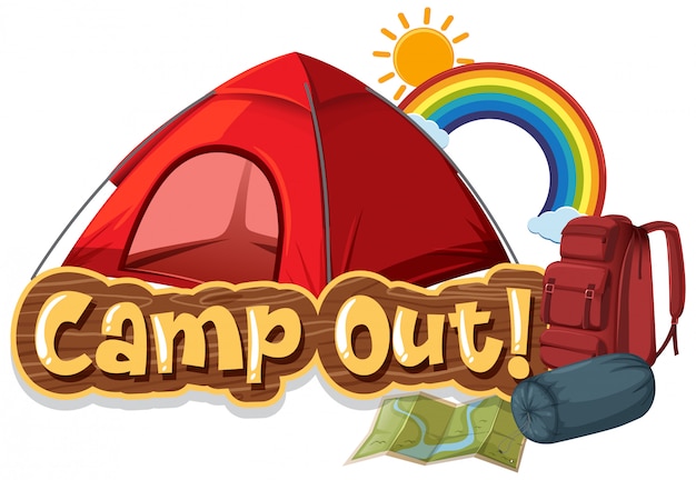 Vector camp out with tent in the park