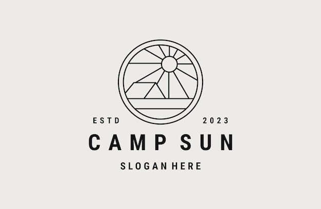 Camp sun logo template vector illustration design