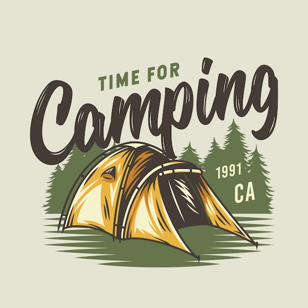 Camp tent for camping tshirt print design Forest travel outdoor adventure emblem