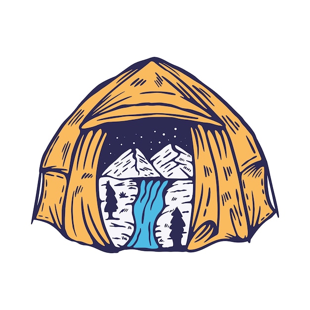 Camp tent graphic illustration vector art tshirt design