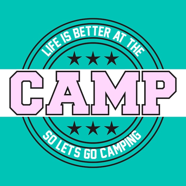 Camp varsity slogan tee logo