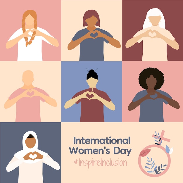 Vector campaign 2024 inspireinclusion conceptual celebration of international womens day march 8