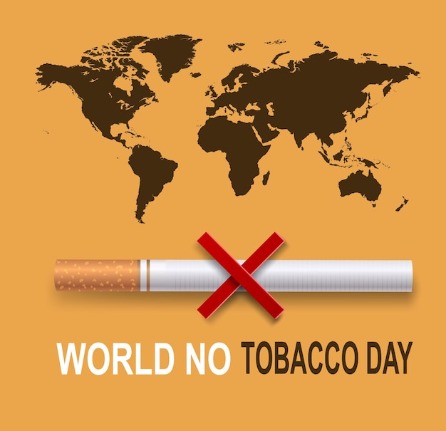 Vector campaign card against smoking on world no tobacco day reminder of the effects of smoking on yourself your family and society