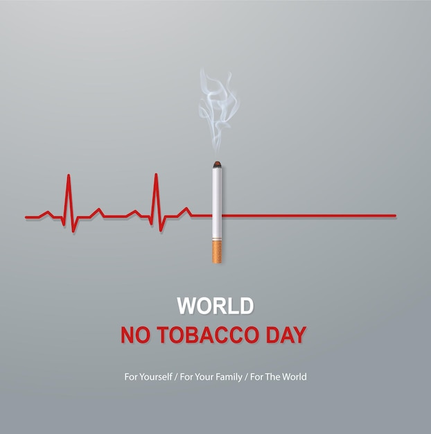 Vector campaign card against smoking on world no tobacco day reminder of the effects of smoking on yourself your family and society