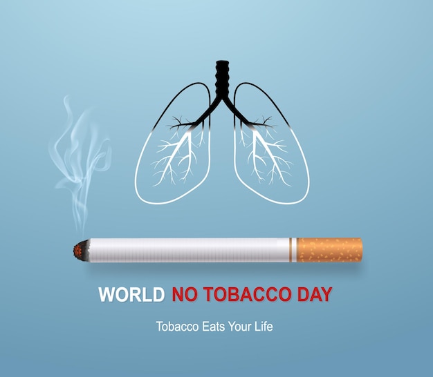 Vector campaign card against smoking on world no tobacco day reminder of the effects of smoking on yourself your family and society