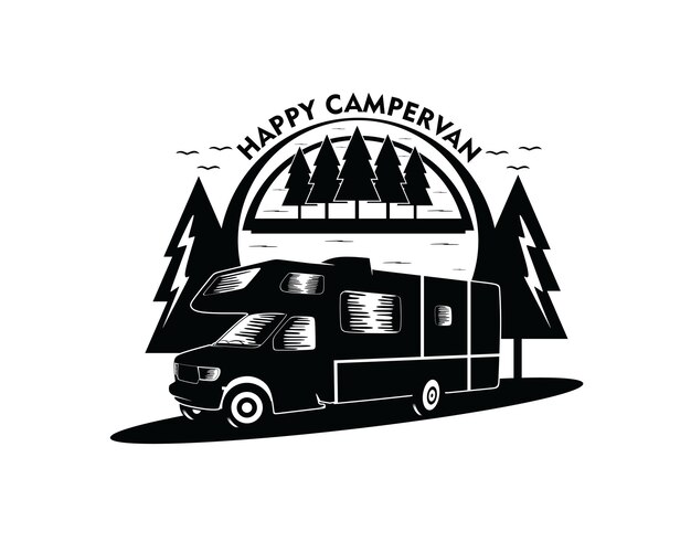 Camper auto silhouet ontwerp logo afbeelding