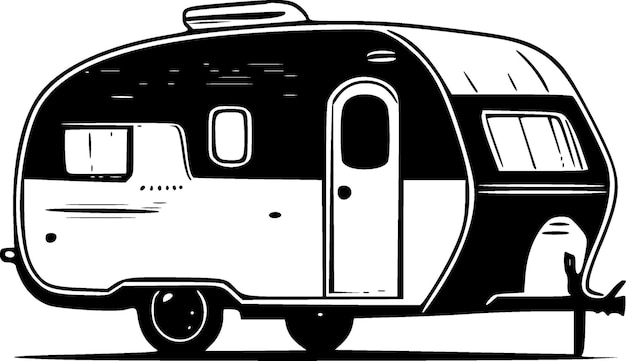 Vector camper black and white vector illustration