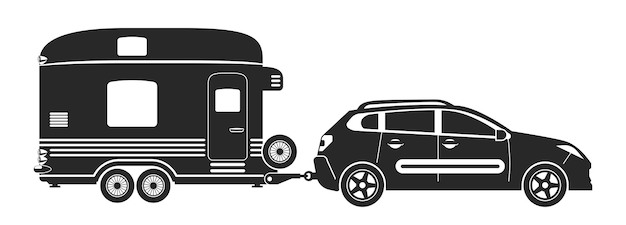 Vector camper camping motor home road trip car wagon vector flat illustration png