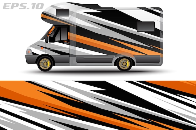 Camper car wrap design vector for vehicle vinyl stickers and automotive decal livery