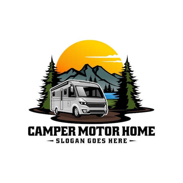 camper caravan camper geïsoleerde logo vector