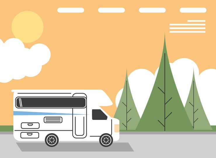 Vector 道路のキャンピングカー