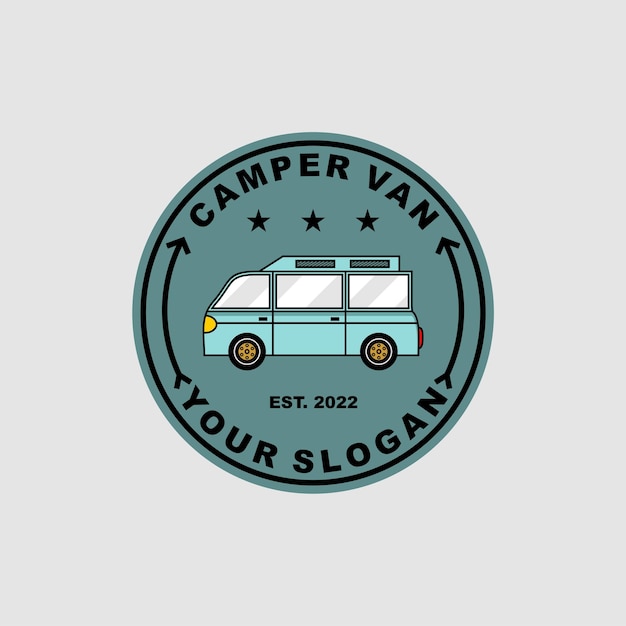 Vector camper van cirkel badge logo