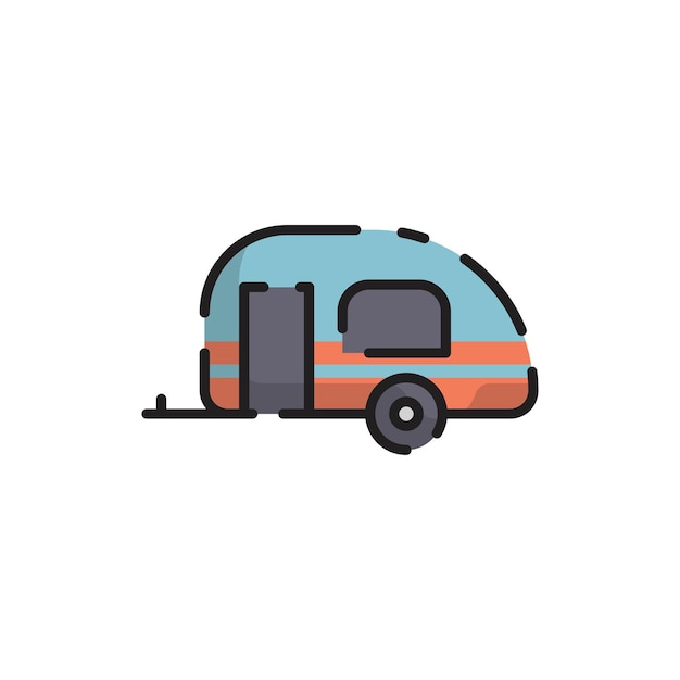 Camper van transportation vector flat style cartoon