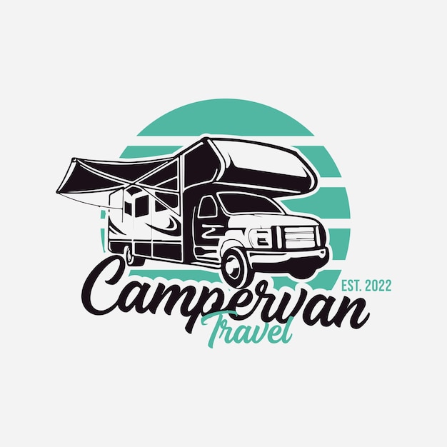 Camper van travel logo vector design