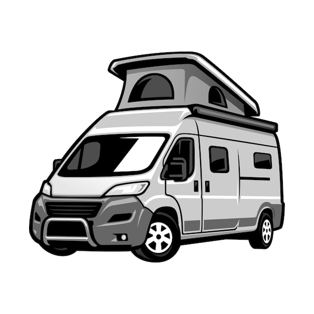 Campervan camping and travel car illustration vector