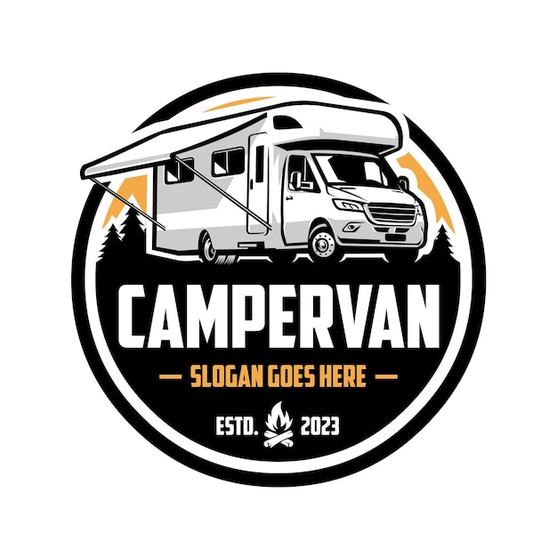 Логотип Campervan Motorhome RV Caravan Vector Art