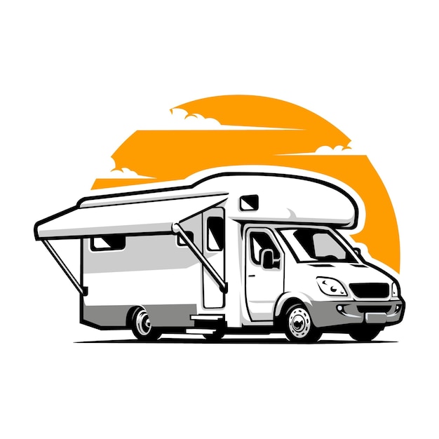 Campervan motorhome rv vector art изолированные