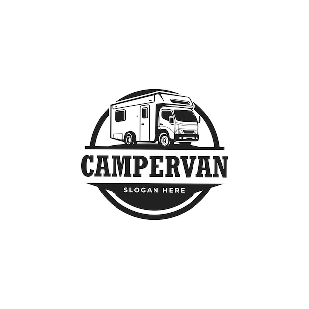 Vettore vettore di disegno del logo del camion camper