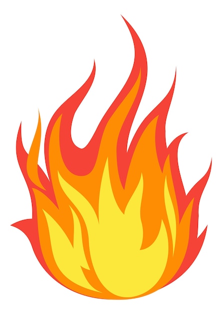 Vector campfire flame icon fire blaze cartoon effect isolated on white background