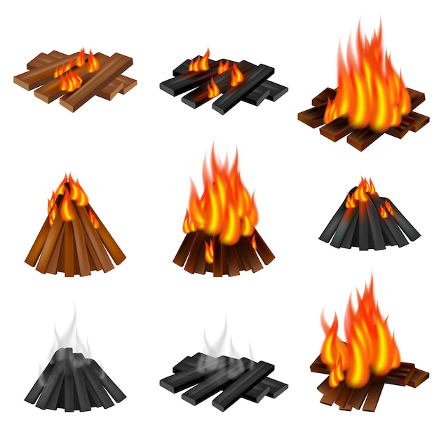 Campfire icon set