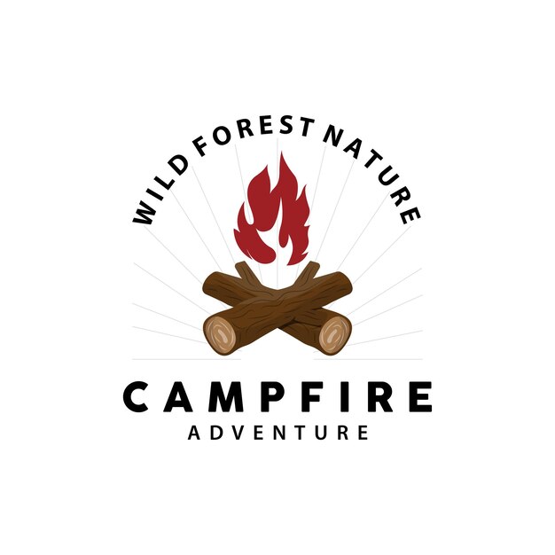 Campfire Logo Bonfire Vector Adventure Design Retro Vintage Illustration Simple Camping Wood Fire