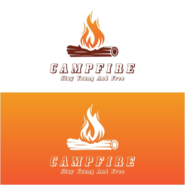 Campfire Logo Design Camping Vector Logo for camping adventure wildlife campfire and wilderness