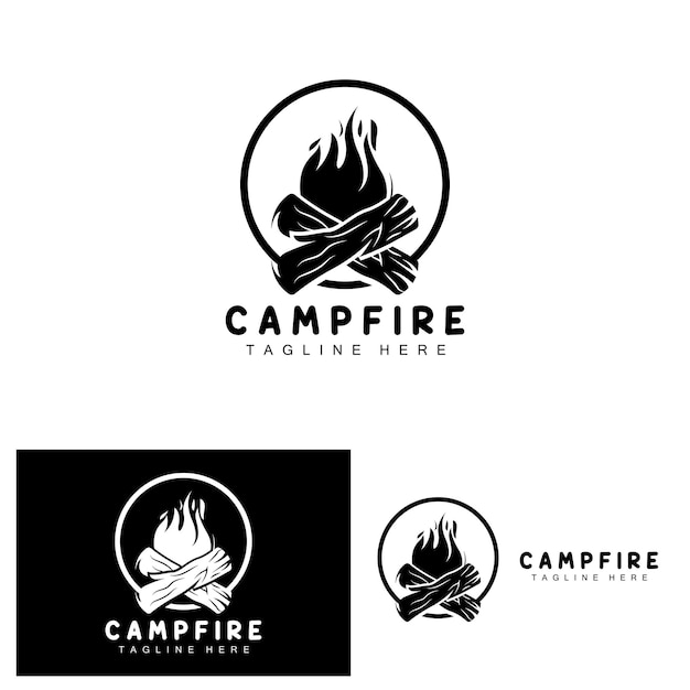 Campfire Logo Design Camping Vector Wood Fire And Forest Design