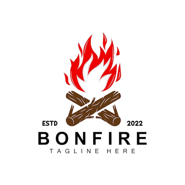 Campfire Logo Design Camping Vector Wood Fire And Forest Design