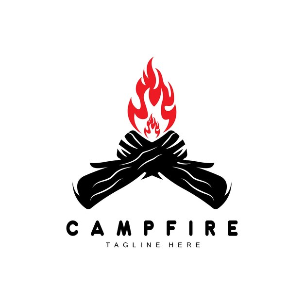 Campfire Logo Design Camping Vector Wood Fire And Forest Design