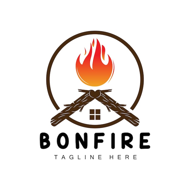 Campfire Logo Design Camping Vector Wood Fire And Forest Design