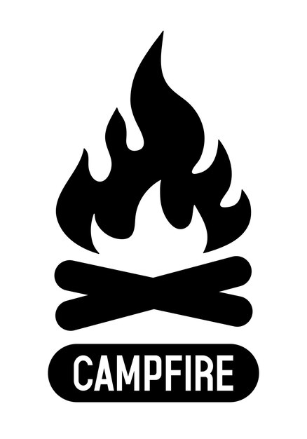 Campfire Vector black illustration isolated on white background