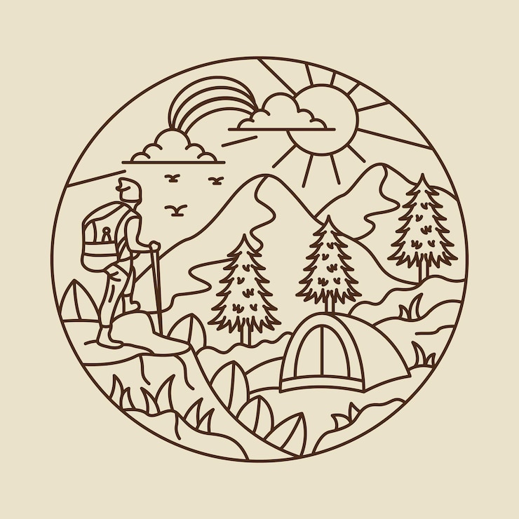 Vector camping adventure graphic illustration