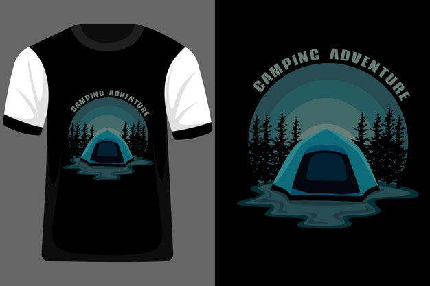 Vector camping adventure retro vintage t shirt design