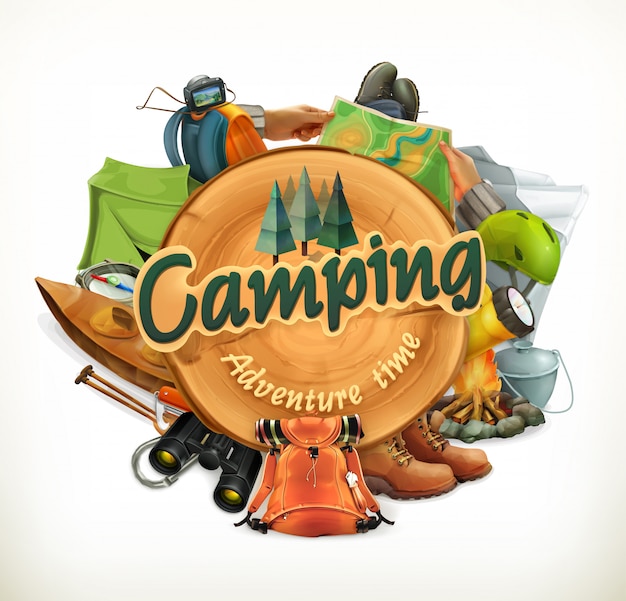 Camping, adventure time illustration