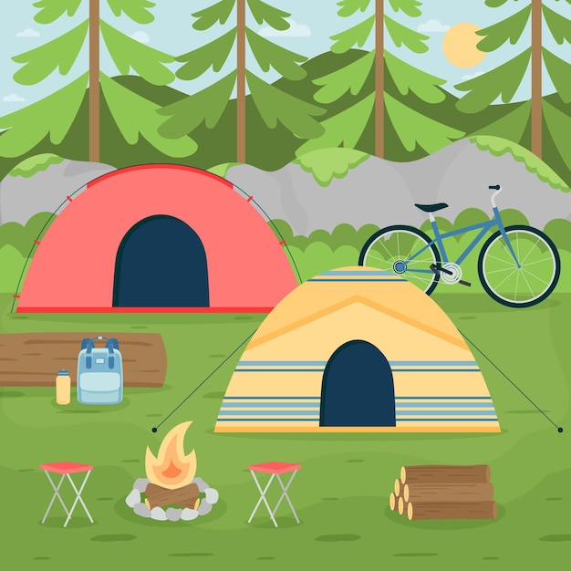 Camping area landscape concept