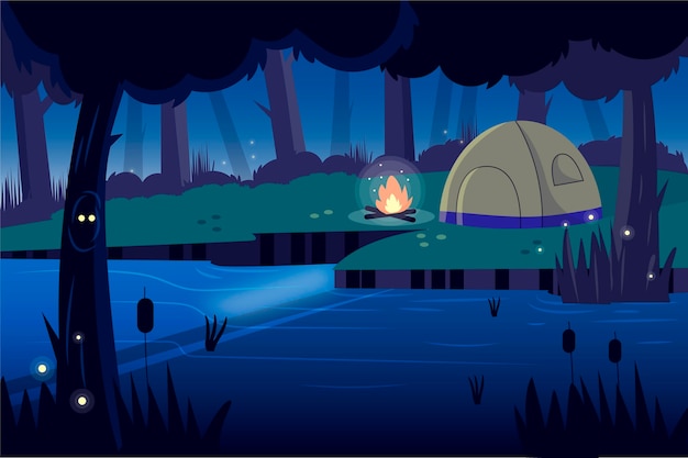 Vector camping area landscape concept