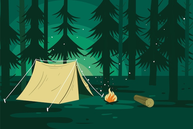 Camping area landscape with forest