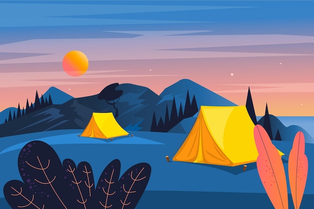 Vector camping area landscape