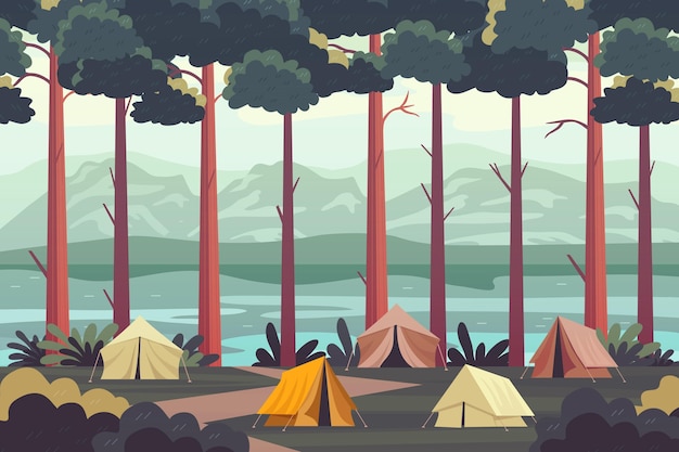 Vector camping area landscape