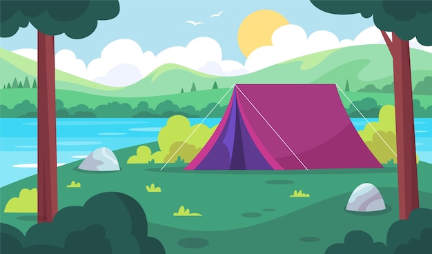 Vector camping area landscape