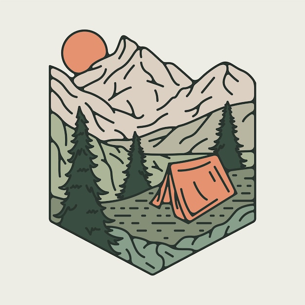 Camping on the beauty mountains graphic illustration vector art tshirt design