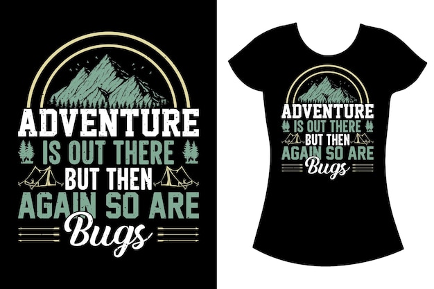 Vector camping berg en wandelen vintage t-shirtontwerp. camper overhemd.