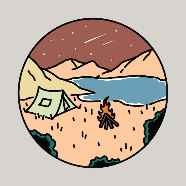 Camping bonfire graphic illustration vector art tshirt design