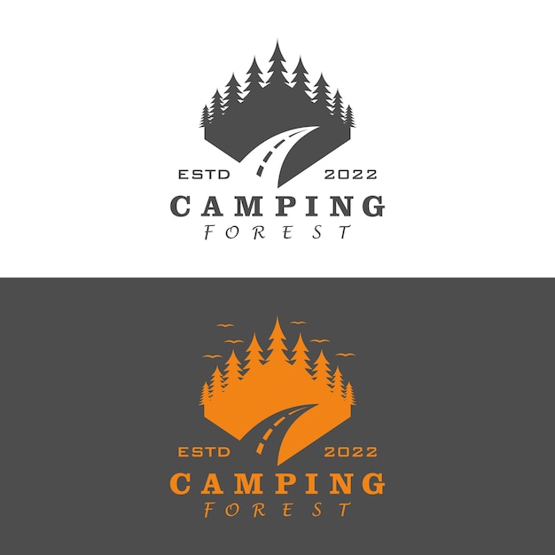 camping bos logo in vintage stijl
