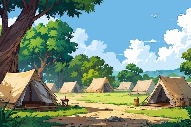 Campeggio in campagna brasiliana illustrazione di cartoni animati