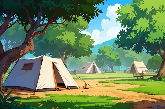 camping brazil countryside cartoon illustration