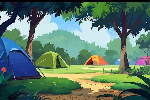 camping brazil countryside cartoon illustration